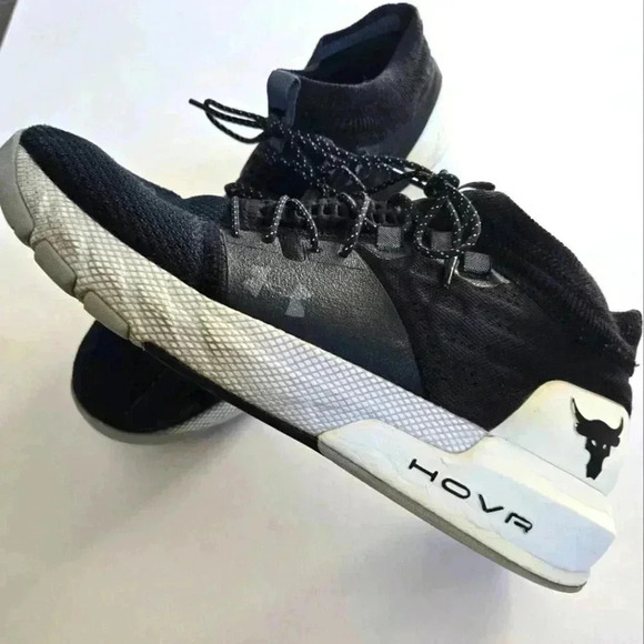 Under Armour Project Rock 2 black and white men's shoes size 9 - Picture 1 of 12
